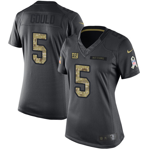 Women's Limited Robbie Gould Nike Jersey Black - #5 2016 Salute to Service NFL New York Giants